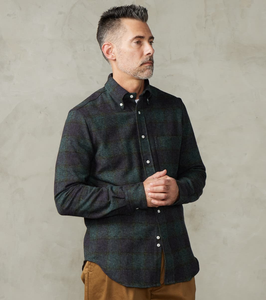 Gitman Vintage Japanese Cotton Tweed Check - Navy