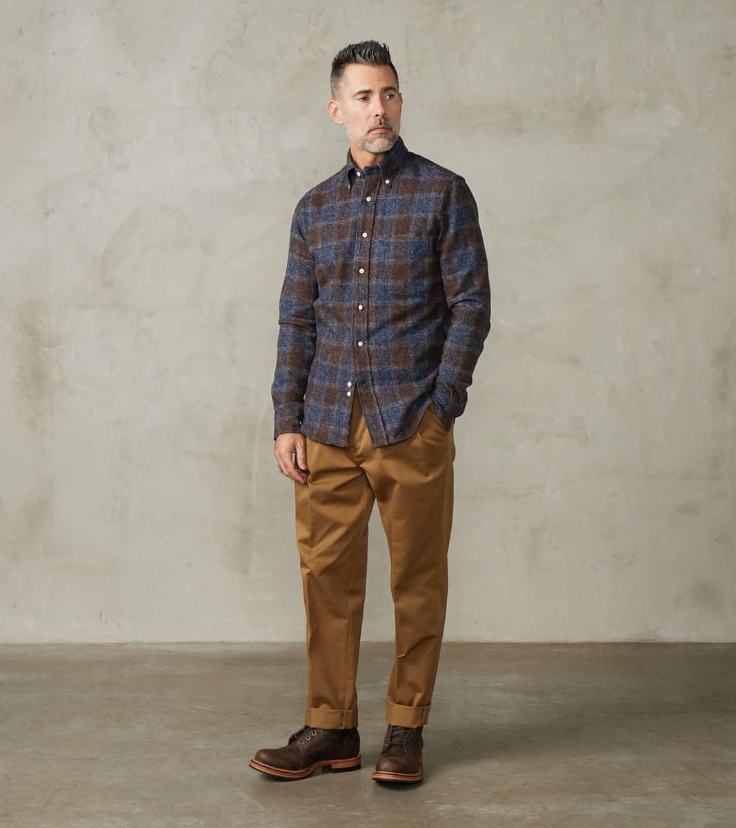 Gitman Vintage Japanese Cotton Tweed Check - Brown