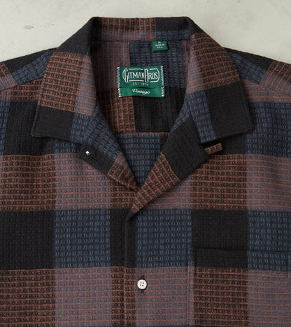 Japanese Brushed Waffle Dobby Check LS Camp - Black