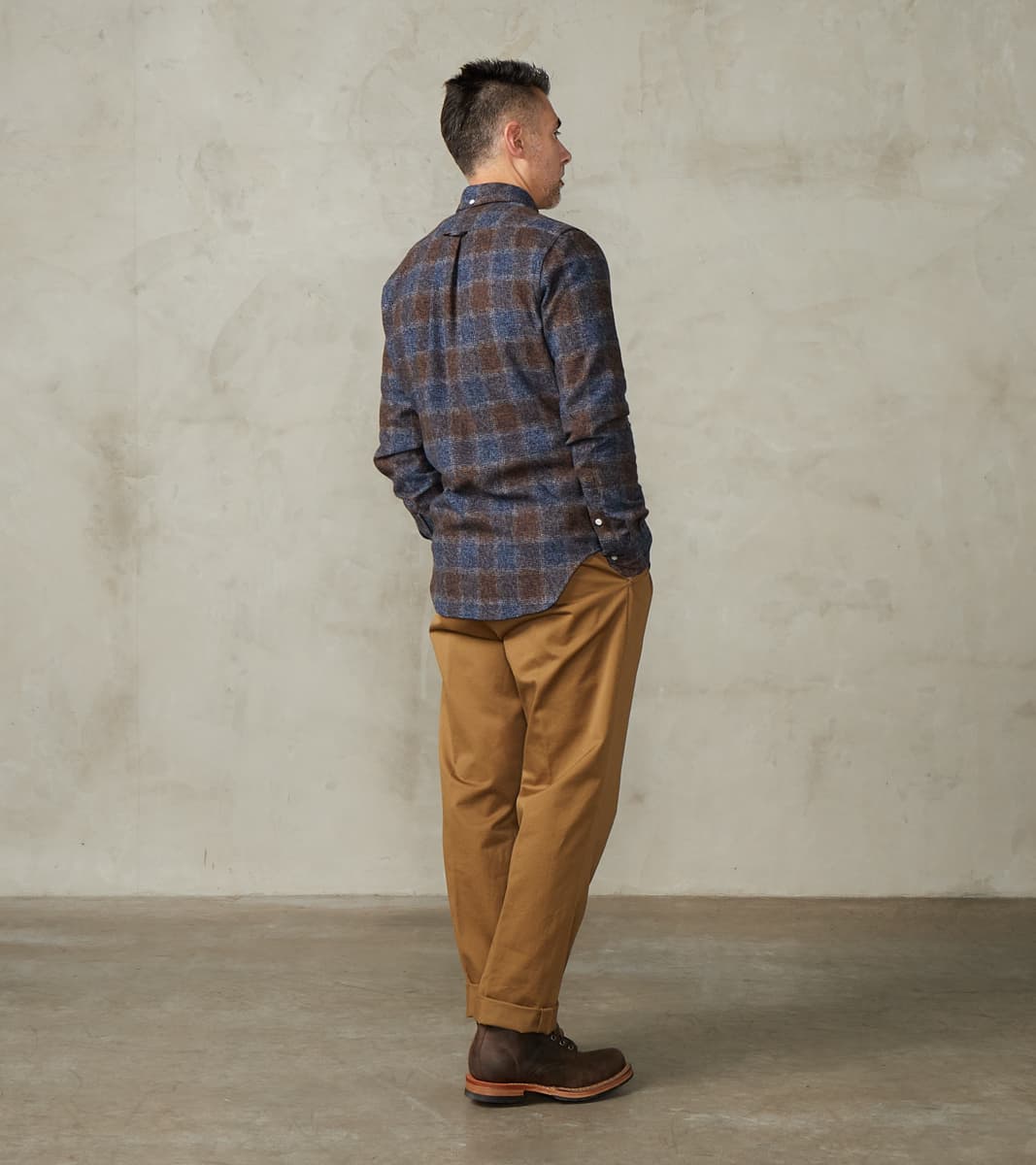 Japanese Cotton Tweed Check - Brown