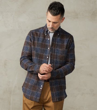 Japanese Cotton Tweed Check - Brown