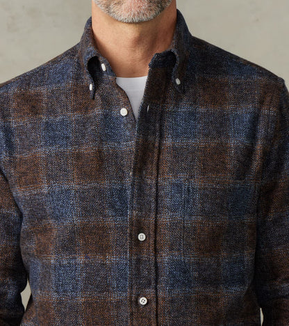 Japanese Cotton Tweed Check - Brown