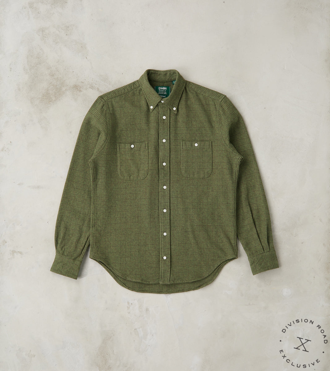 Gitman Vintage x DR Japanese Glen Plaid Cotton Tweed Olive & Cedar