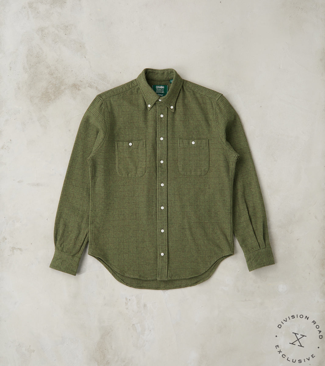 Gitman Vintage x Division Road Japanese Glen Plaid Cotton Tweed - Olive & Cedar