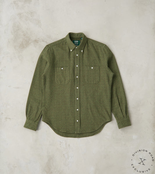 Gitman Vintage x Division Road Japanese Glen Plaid Cotton Tweed - Olive & Cedar