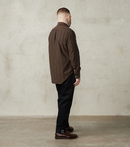 Japanese Cotton/Linen Dobby Stripe - Brown