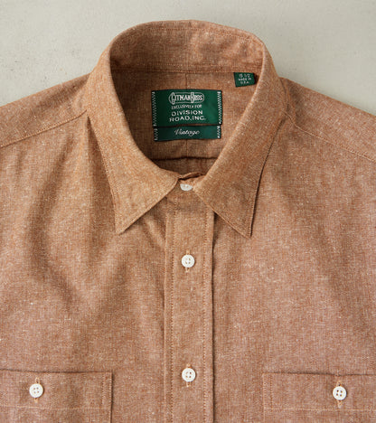 Japanese Cotton/Linen Slub Chambray Camper - Brown