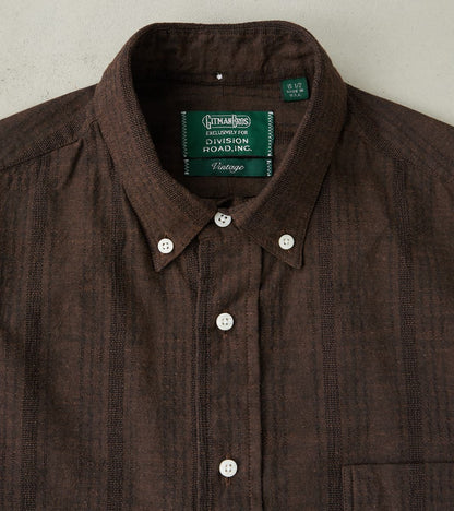 Japanese Cotton/Linen Dobby Stripe - Brown