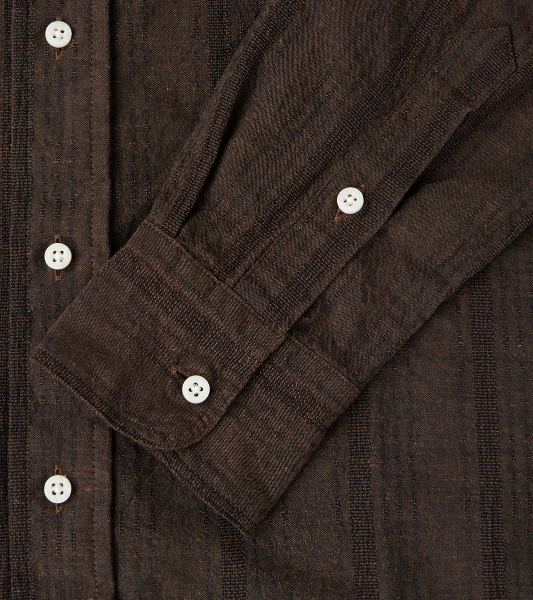 Japanese Cotton/Linen Dobby Stripe - Brown