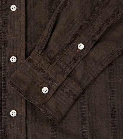 Japanese Cotton/Linen Dobby Stripe - Brown