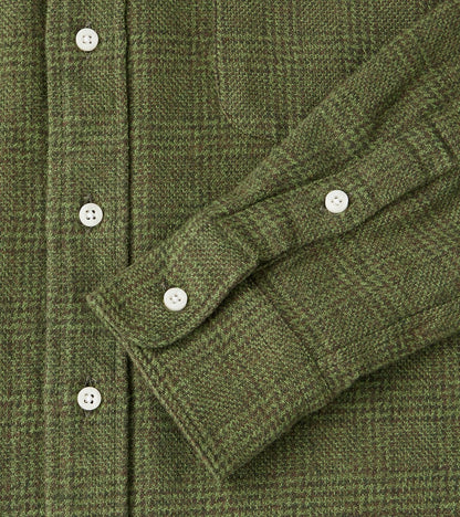 Japanese Glen Plaid Cotton Tweed - Olive & Cedar