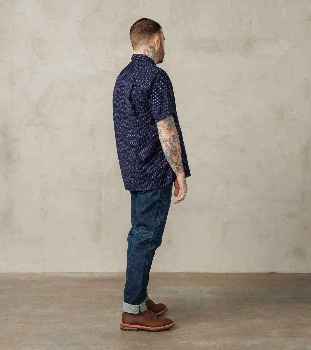 Japanese Deadstock Dobby Jacquard Camp - Navy