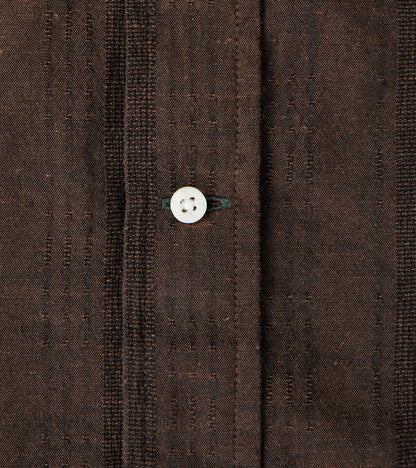 Japanese Cotton/Linen Dobby Stripe - Brown