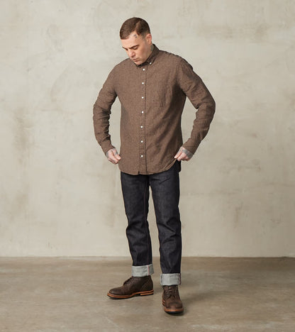 Gitman Vintage x Division Road Japanese Cotton/Linen Slub Chambray - Espresso