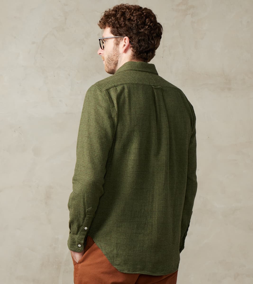 Japanese Glen Plaid Cotton Tweed - Olive & Cedar