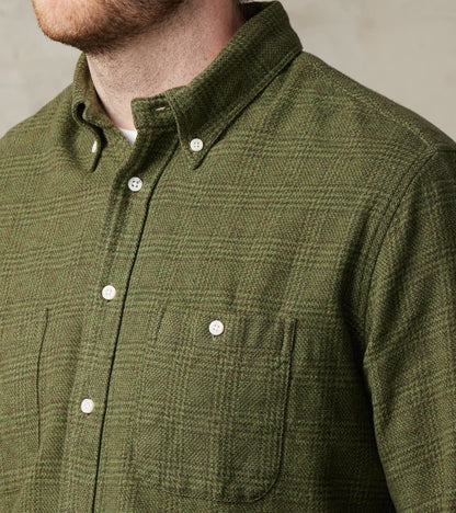 Japanese Glen Plaid Cotton Tweed - Olive & Cedar