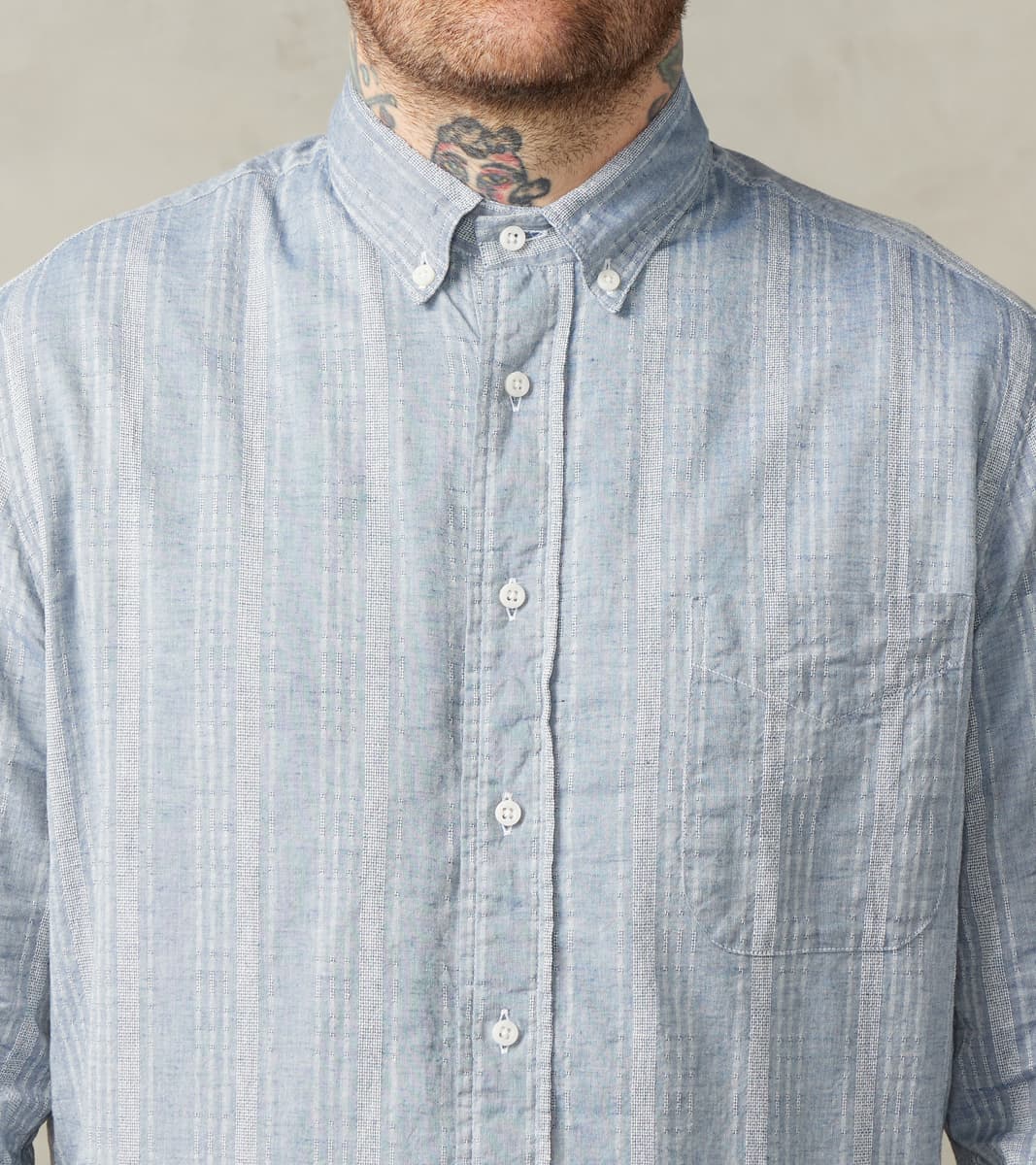 Japanese Cotton/Linen Dobby Stripe - Blue