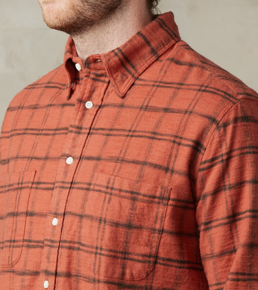 Japanese Slubbed Twill Check Camper - Rust