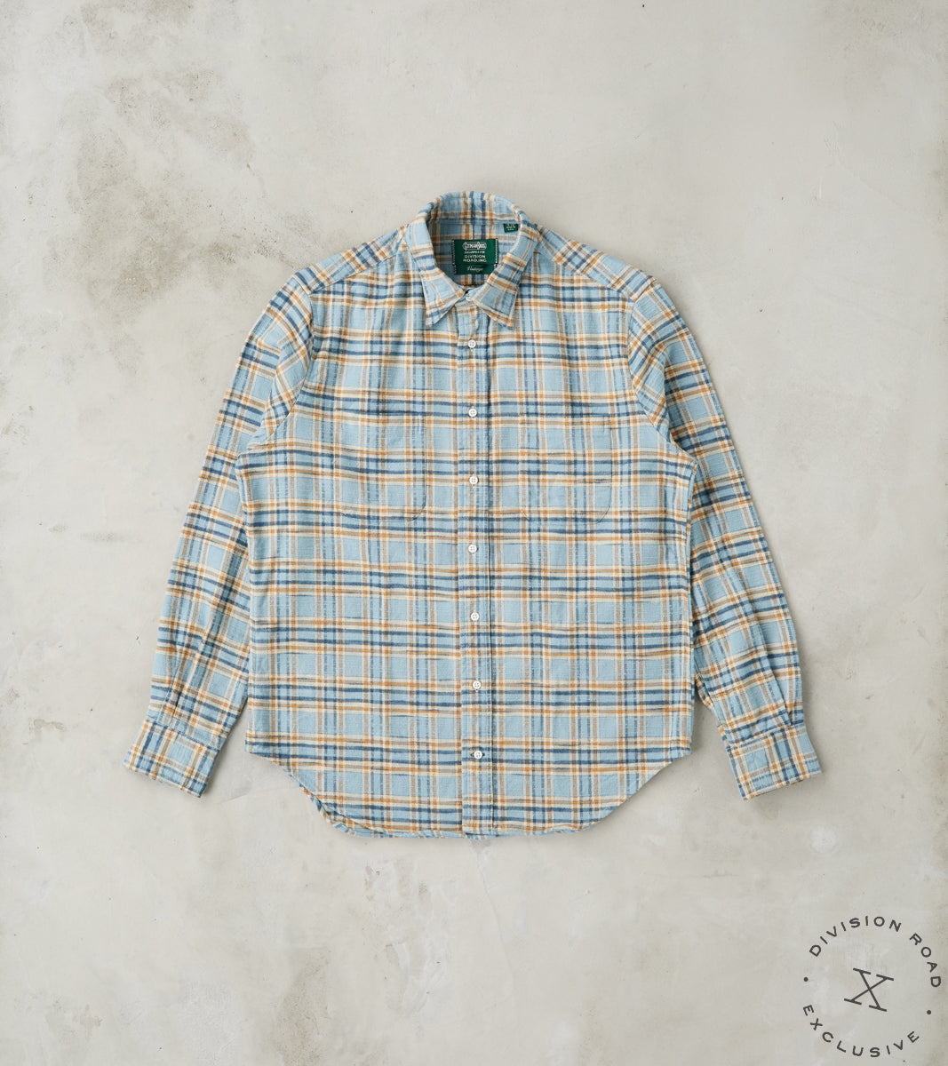 Gitman Vintage x Division Road Japanese Slubbed Twill Check Camper - Sky Blue