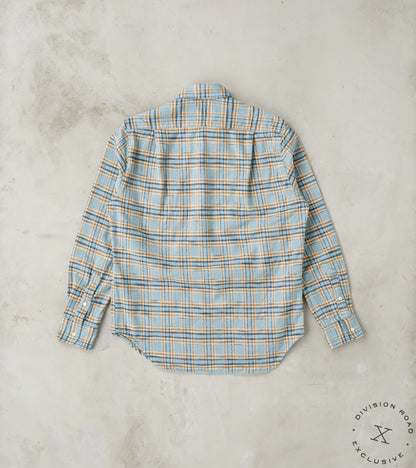 Japanese Slubbed Twill Check Camper - Sky Blue