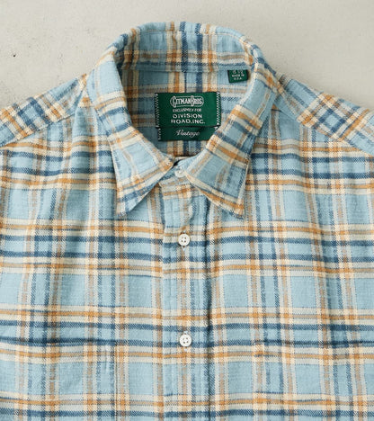 Japanese Slubbed Twill Check Camper - Sky Blue