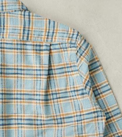 Japanese Slubbed Twill Check Camper - Sky Blue