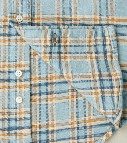 Japanese Slubbed Twill Check Camper - Sky Blue