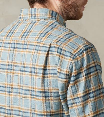 Japanese Slubbed Twill Check Camper - Sky Blue