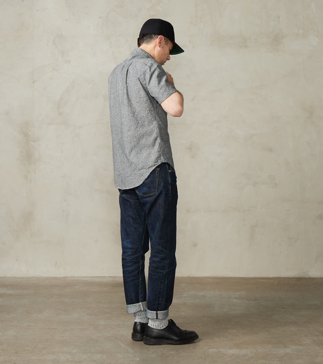 Japanese Cotton/Linen Slub Chambray Camper - Charcoal