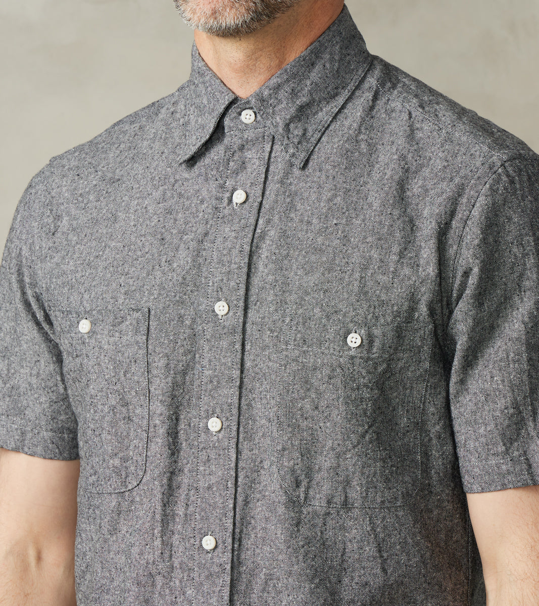 Japanese Cotton/Linen Slub Chambray Camper - Charcoal