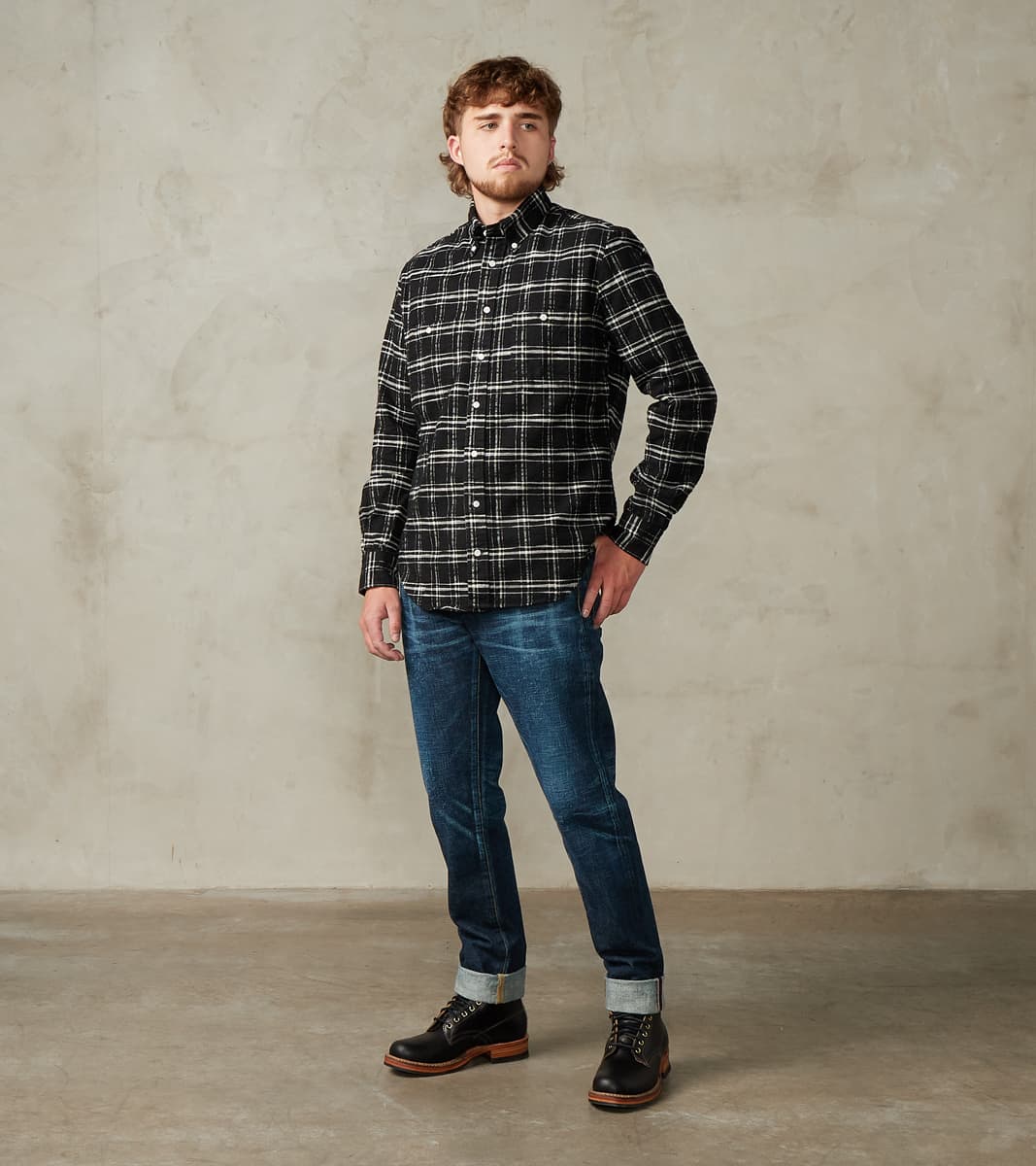 Division Road x Gitman Vintage Japanese Slubbed Twill Check - Black