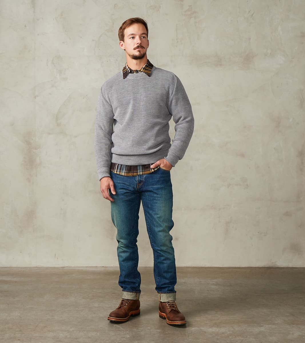 Heimat Textil Rundhals Merino Crewneck Sweater - Battleship Grey