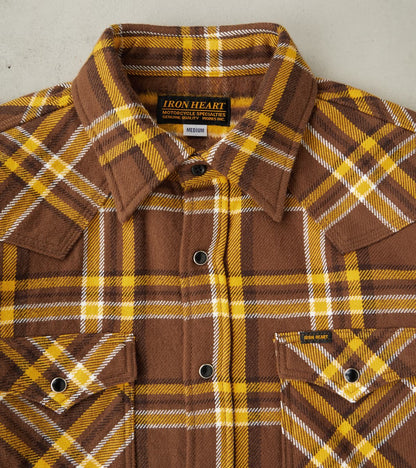 372-BRN - Western- 12oz Ultra Heavy Flannel Crazy Check Brown