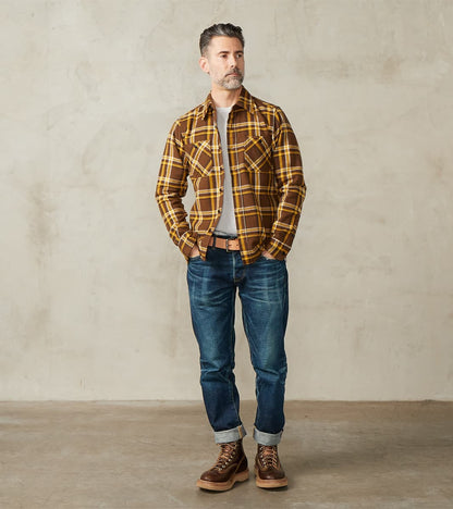 Iron Heart 378-BRN - Work Shirt - 12oz Ultra Heavy Flannel Crazy Check…