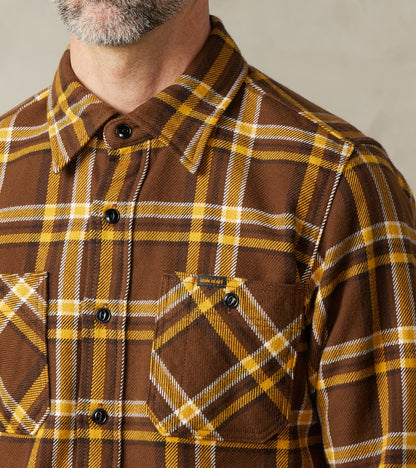 378-BRN - Work Shirt - 12oz Ultra Heavy Flannel Crazy Check Brown