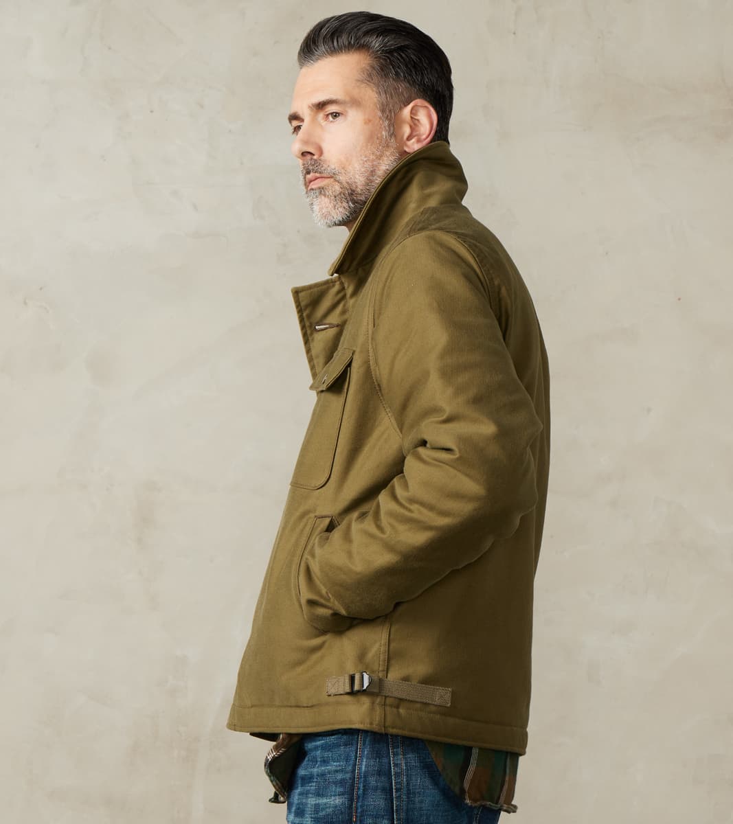Iron Heart 40-GRN - A2 Deck Jacket - 11oz Olive Drab Green Whipcord ...