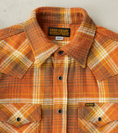 399-ORA - Western - 12oz Slubby Heavy Flannel Check Orange