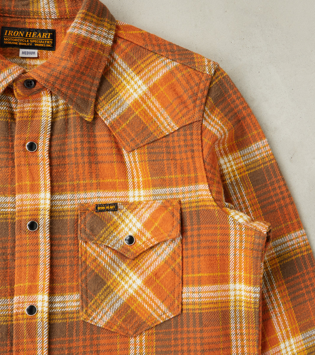 399-ORA - Western - 12oz Slubby Heavy Flannel Check Orange