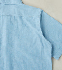 388-BLU - Short Sleeved Summer Shirt - 4oz Japanese Selvedge Blend Blue