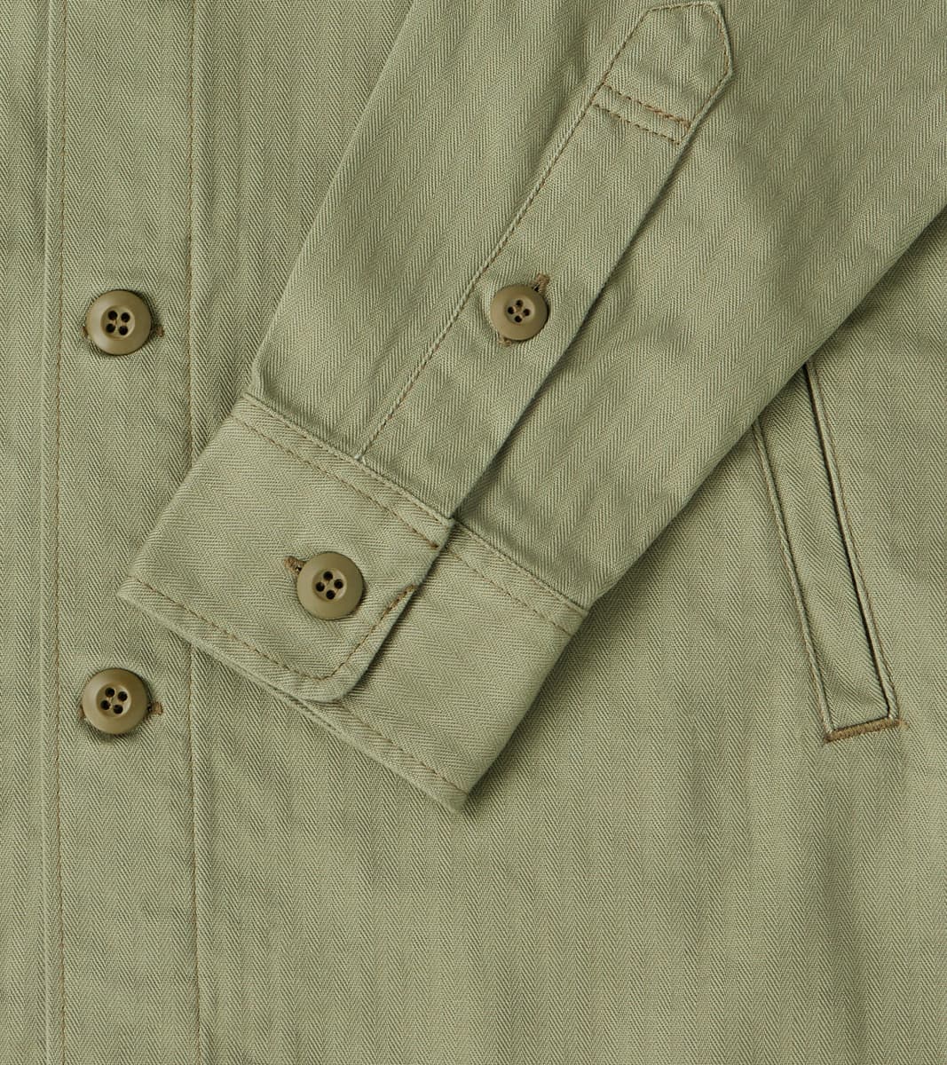 385-ODG - Military CPO Shirt - 9oz Olive Drab Green Herringbone Twill