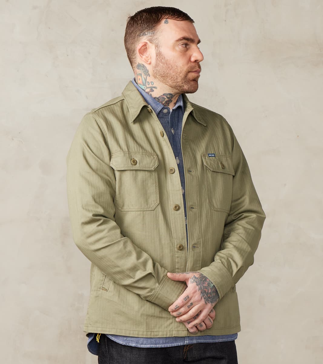 Iron Heart 385-ODG - Military CPO Shirt - 9oz Olive Drab Green Herring…