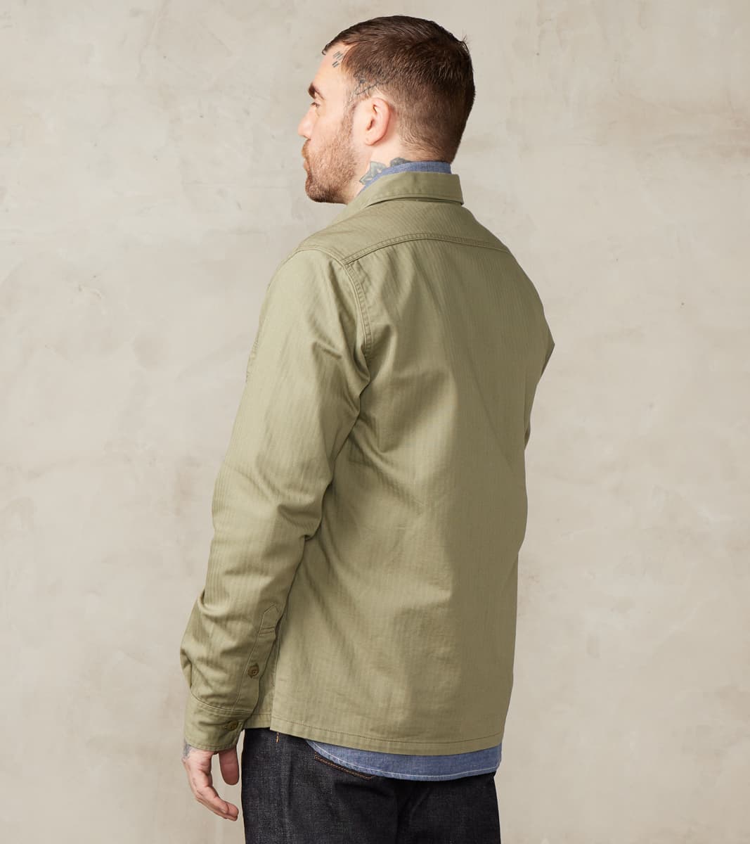 385-ODG - Military CPO Shirt - 9oz Olive Drab Green Herringbone Twill