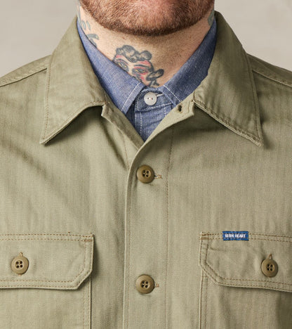 385-ODG - Military CPO Shirt - 9oz Olive Drab Green Herringbone Twill