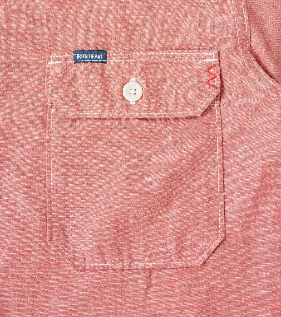 388-RED - Short Sleeved Summer Shirt - 4oz Japanese Selvedge Blend Red