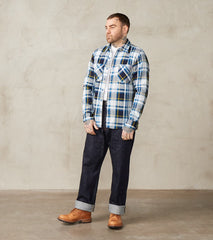 382-BLU - Work Shirt - 9oz Selvedge Flannel American Blue Check
