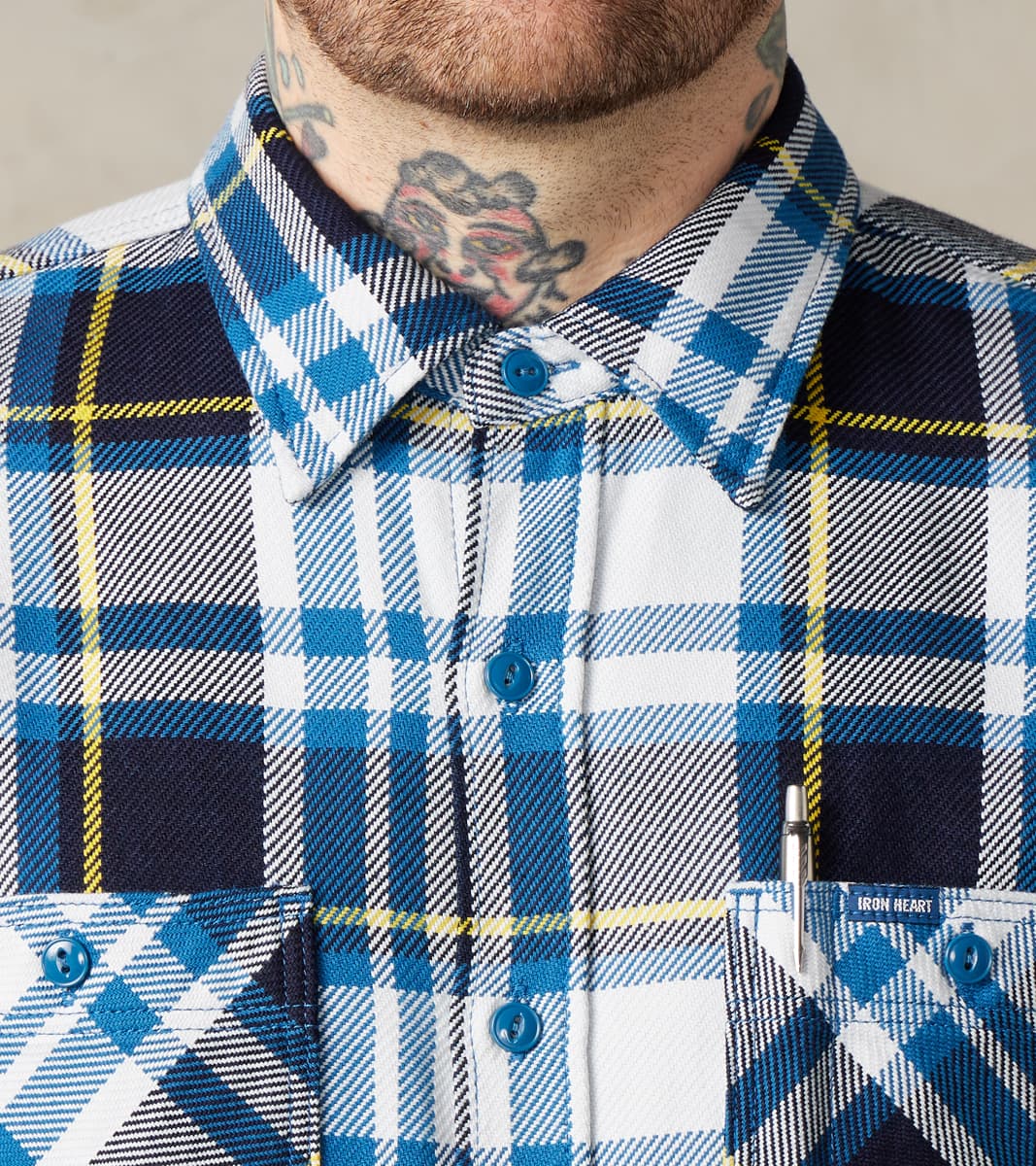 382-BLU - Work Shirt - 9oz Selvedge Flannel American Blue Check