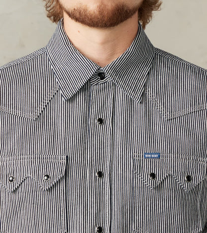 365-IND - Sawtooth Western - 8oz Herringbone Hickory Stripe Indigo