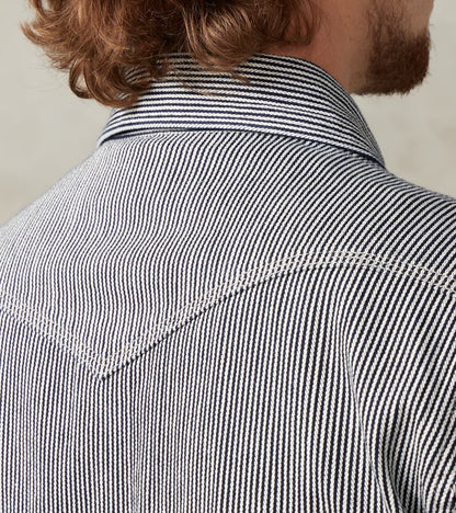 365-IND - Sawtooth Western - 8oz Herringbone Hickory Stripe Indigo