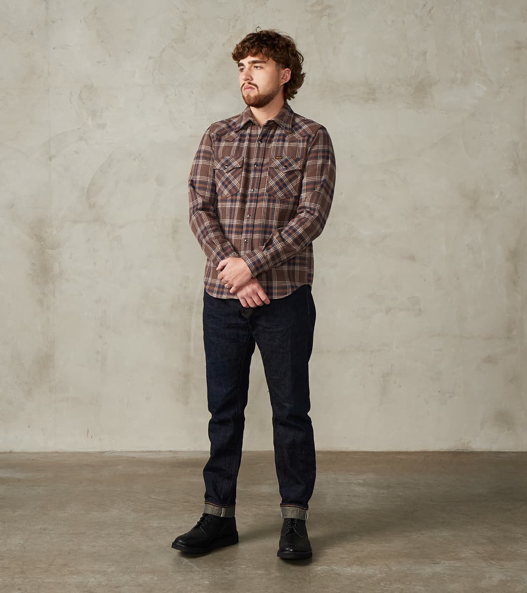 431-BRN - Western - 12oz Slubby Heavy Flannel Brown Check