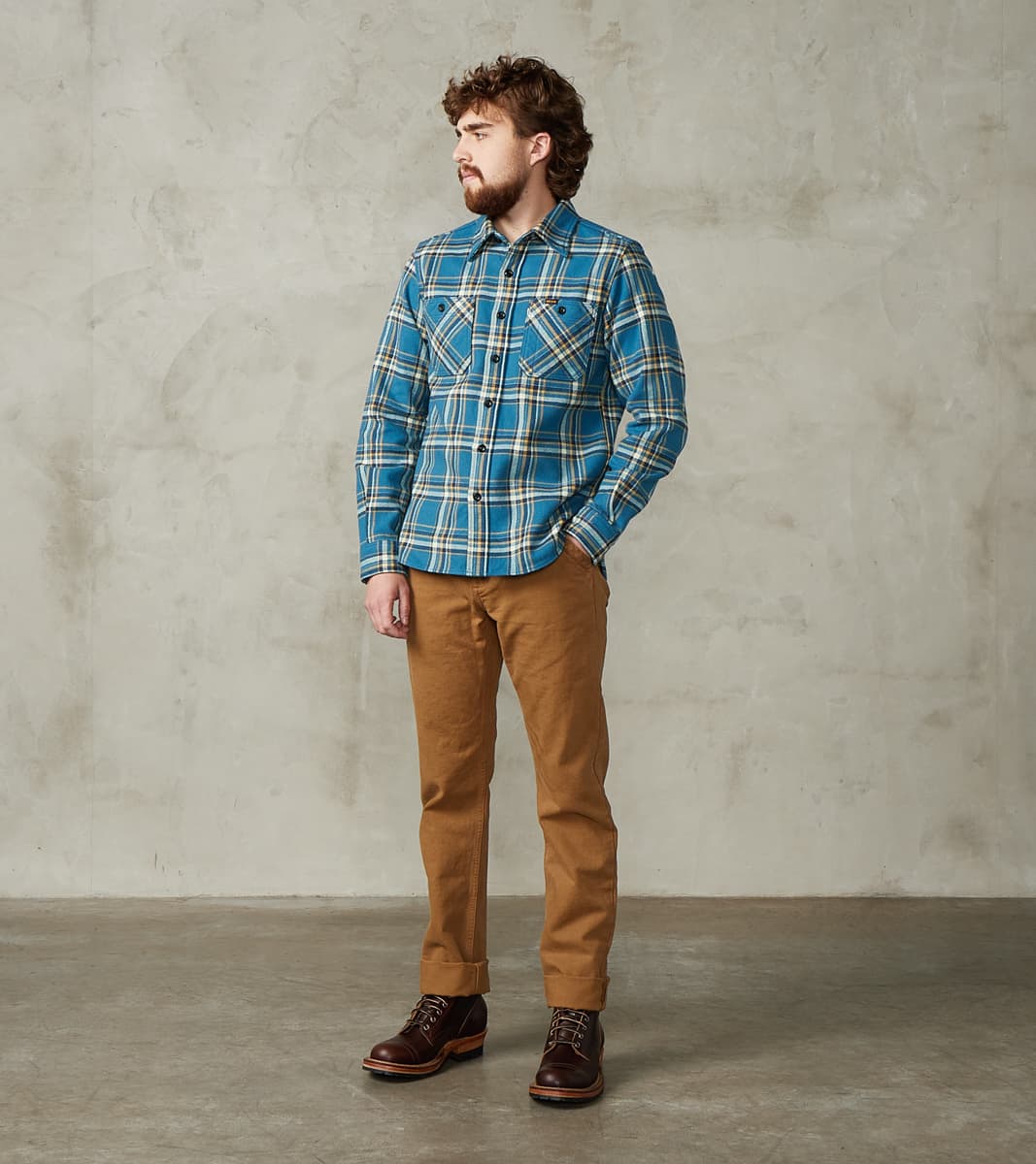 Iron Heart 435-BLU - Work Shirt - 12oz Ultra Heavy Flannel Blue Americ…